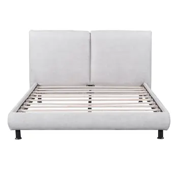 Light Gray Tufted Upholstered Queen Bed Frame