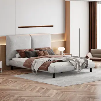 Light Gray Tufted Upholstered Queen Bed Frame