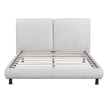 Light Gray Tufted Upholstered Queen Bed Frame