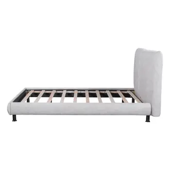 Light Gray Tufted Upholstered Queen Bed Frame