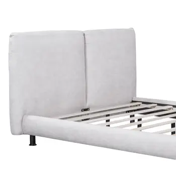 Light Gray Tufted Upholstered Queen Bed Frame