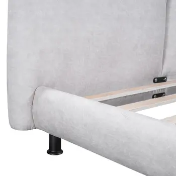 Light Gray Tufted Upholstered Queen Bed Frame