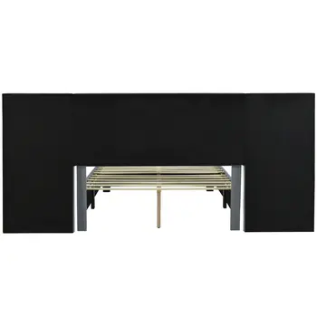 Dark Gray Tufted Velvet Upholstered Lighted Full Bed Frame