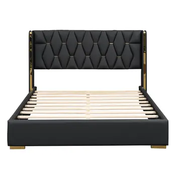 Black Tufted Upholstered Queen Bed Frame