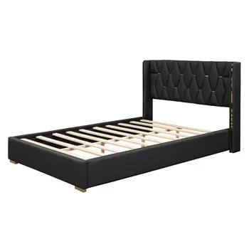 Black Tufted Upholstered Queen Bed Frame