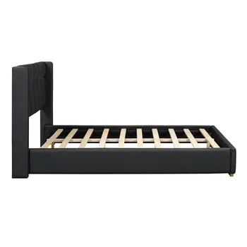 Black Tufted Upholstered Queen Bed Frame