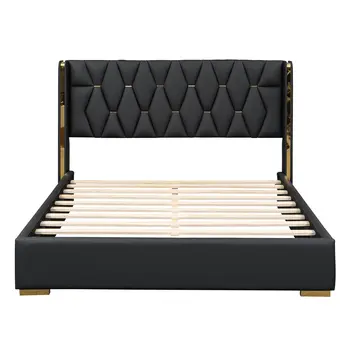 Black Tufted Upholstered Queen Bed Frame