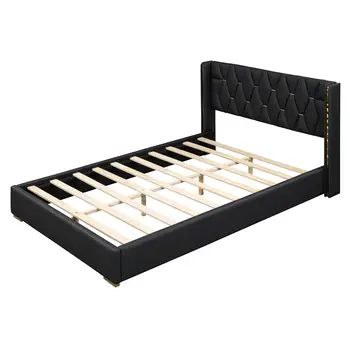 Black Tufted Upholstered Queen Bed Frame