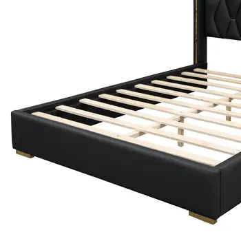 Black Tufted Upholstered Queen Bed Frame