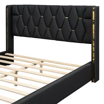 Black Tufted Upholstered Queen Bed Frame