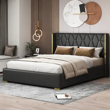 Black Tufted Upholstered Twin Bed Frame