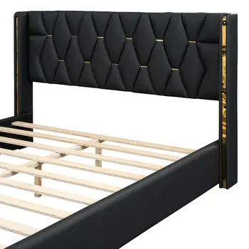 Black Tufted Upholstered Twin Bed Frame