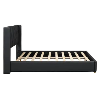 Black Tufted Upholstered Twin Bed Frame
