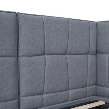 Gray Tufted Upholstered Queen Bed Frame With LED Lighting And USB