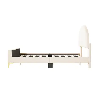 Beige Tufted Velvet Upholstered Queen Bed Frame