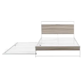 White Metal Full Bed Frame With Trundle