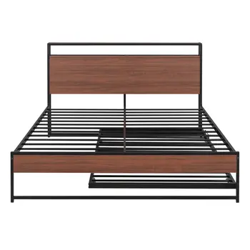 Black Metal Queen Bed Frame With Trundle