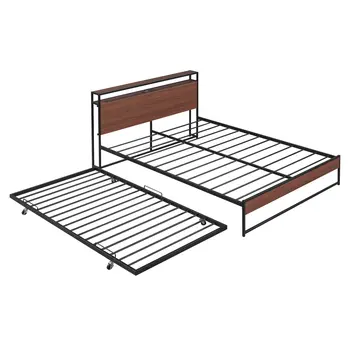 Black Metal Queen Bed Frame With Trundle