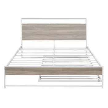 White Metal Queen Bed Frame With Trundle