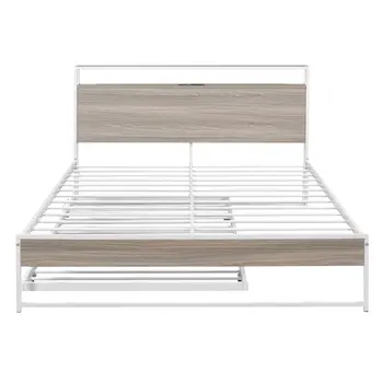 White Metal Queen Bed Frame With Trundle