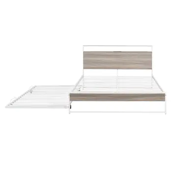 White Metal Queen Bed Frame With Trundle