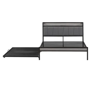 Black Metal Full Bed Frame With Trundle