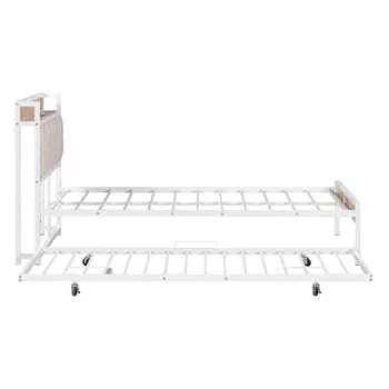 White Metal Full Bed Frame With Trundle