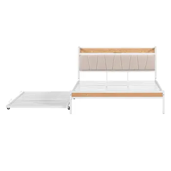 White Metal Queen Bed Frame With Trundle