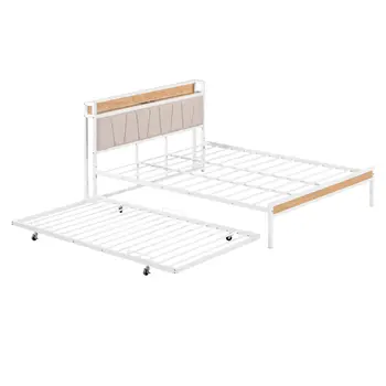 White Metal Queen Bed Frame With Trundle