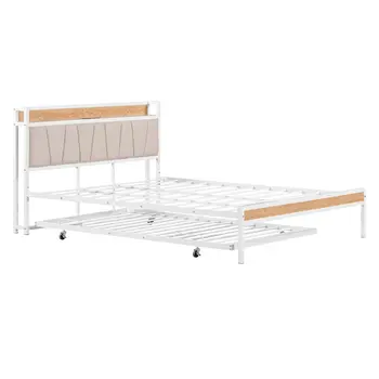 White Metal Queen Bed Frame With Trundle