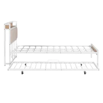 White Metal Queen Bed Frame With Trundle