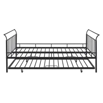 Black Metal Full Day Bed With Trundle