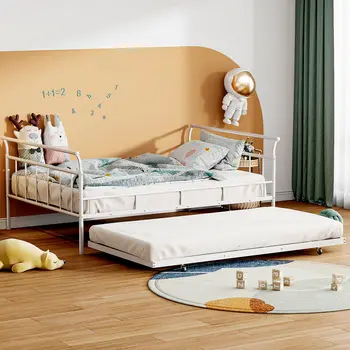 White Metal Full Day Bed With Trundle
