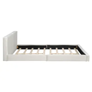 Beige Tufted Velvet Upholstered Queen Bed Frame