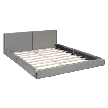 Gray Tufted Velvet Upholstered Queen Bed Frame