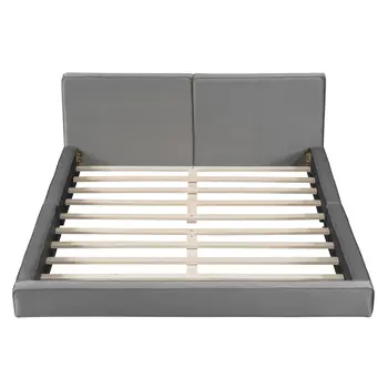 Gray Tufted Velvet Upholstered Queen Bed Frame