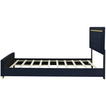 Black Tufted Velvet Upholstered Queen Bed Frame