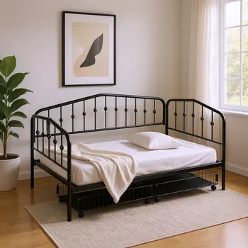Black Metal Twin Bed Frame With Drawers