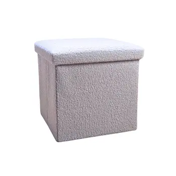 15" Gray Boucle Cube Storage Ottoman
