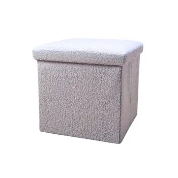 15" Gray Boucle Cube Storage Ottoman