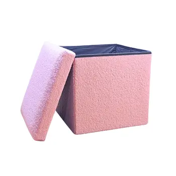 15" Pink Boucle Cube Storage Ottoman