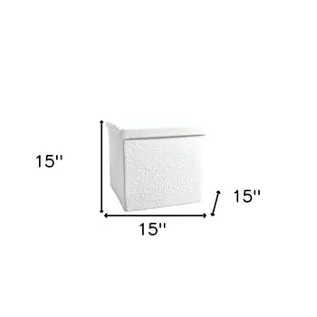 15" White Boucle Cube Storage Ottoman