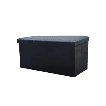 30" Black Boucle Storage Ottoman