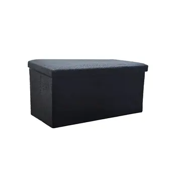 30" Black Boucle Storage Ottoman