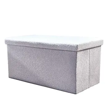 30" Gray Boucle Storage Ottoman
