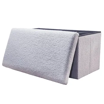 30" Gray Boucle Storage Ottoman