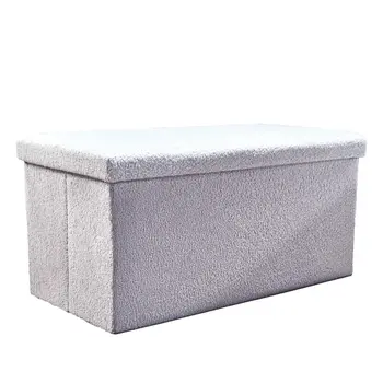 30" Gray Boucle Storage Ottoman