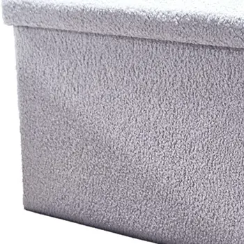 30" Gray Boucle Storage Ottoman