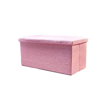 30" Pink Boucle Storage Ottoman