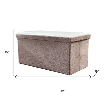 30" Taupe Boucle Storage Ottoman